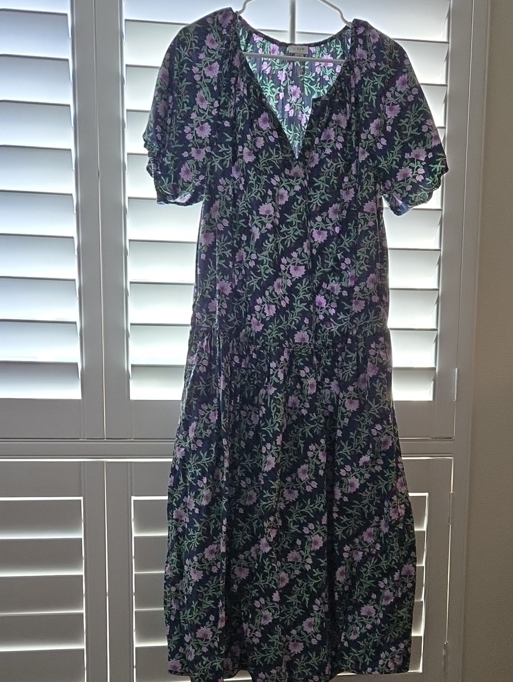 J. Crew Black Maxi Dress with Purple Floral